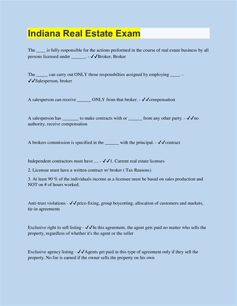 Indiana Real Estate Exam | 160 Questions with 100% Correct Answers