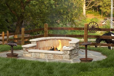 Our fire pit will be constructed as an in ground one. horseshoe shaped firepit | Backyard fire, Outdoor fire ...