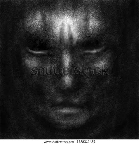 Demonic Mask Evil Human Face Black Stock Illustration 1538333435