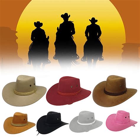 Limei Mens Faux Felt Western Cowboy Hat Fedora Outdoor Wide Brim Hat
