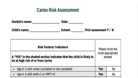Free 7 Sample Caries Risk Assessment Forms In Pdf Ms Word