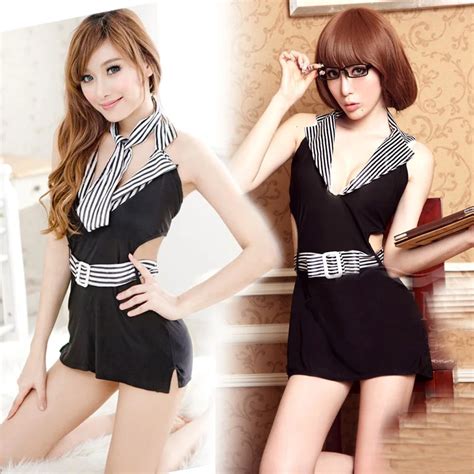 Sexy Party Club Office Cosplay Secretary Dress Lingerie Costume Outfit Tie Underwear G String