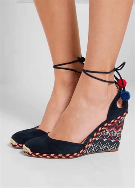 Aquazzura Embroidered Wedge Espadrilles Women S Fashion Footwear Wedges On Carousell