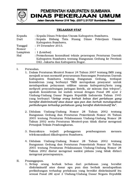 Contoh Telaah Surat Dinas Dan - ratemylasopa