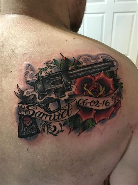 Always on my mind shoulder rip tattoo. Tattoo for my son. By Chris Tyler, Cryptic Blue Tattoo ...