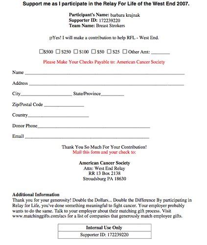 The donation is made without consideration. Relay for Life donation form | Flickr - Photo Sharing!