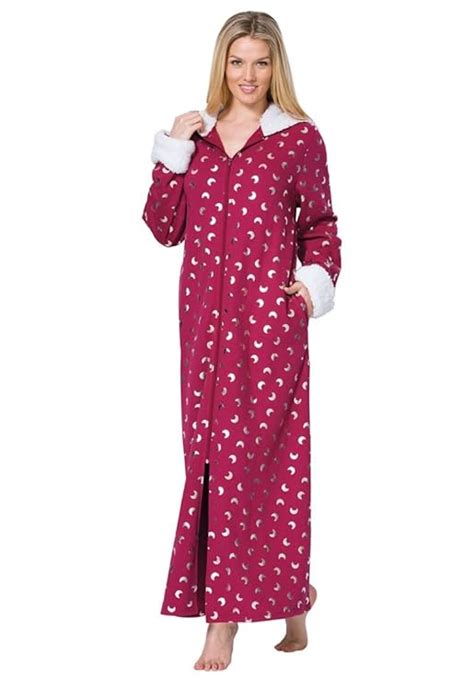 Dreams And Co Womens Plus Size Sherpa Lined Long Hooded Robe At Amazon