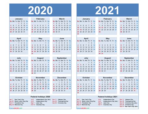 Free 2020 2021 Calendar Printable Word Pdf