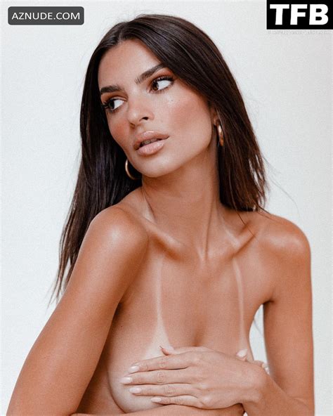 Emily Ratajkowski Sexy Poses Topless Covering Her Tits With Her Hands