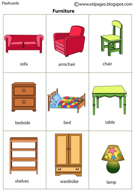 Furniture And Parts Of The House Flashcards English E