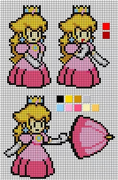 Princess Peach Perler Bead Patterns Pixel Art Templates Perler Bead