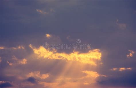 Sunset And Sunrise Golden Sky With Amazing Twilight Stock Photo
