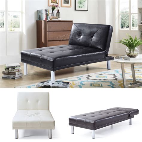 Westwood Chaise Longue Single Sofa Bed 1 Seater Couch Faux Leather