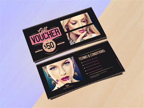 Free Fashion Gift Voucher Design Template Mock Up PSD
