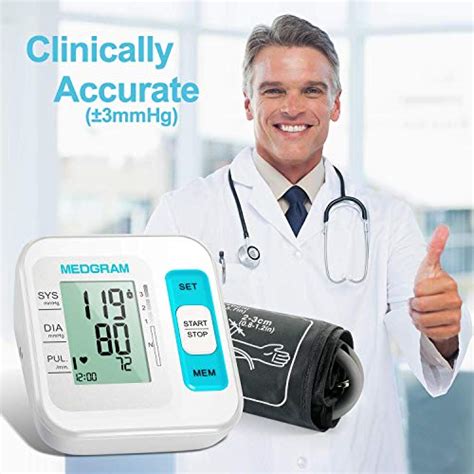 Blood Pressure Monitor Upper Arm Medgram Accurate Cuffs For Home Use