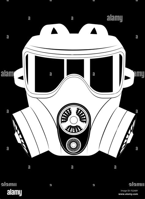 Icon Gas Mask Black And White Vector Illustration Isolated On White