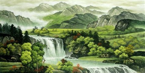Chinese Waterfall Painting By Wu Songquan Waterfall Paintings South