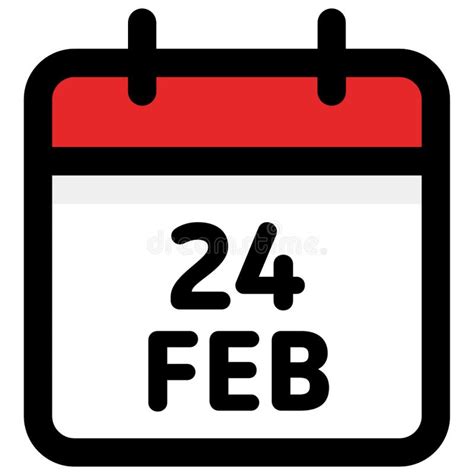 February 24 Vector Flat Daily Calendar Icon Date And Time Day Month