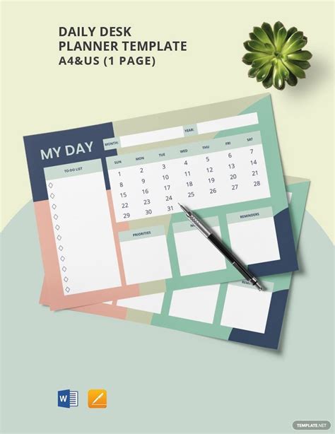 Free Weekly Desk Planner Template Download In Word Pdf Apple Pages
