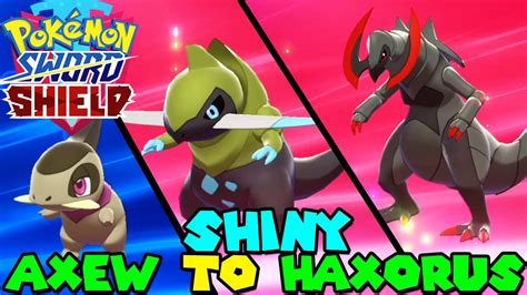 Evolving SHINY AXEW To SHINY HAXORUS In Pokemon Sword Shield YouTube