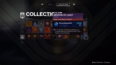 Destiny 2 Obtaining Mentor Of Light Emblem Guide Fextralife