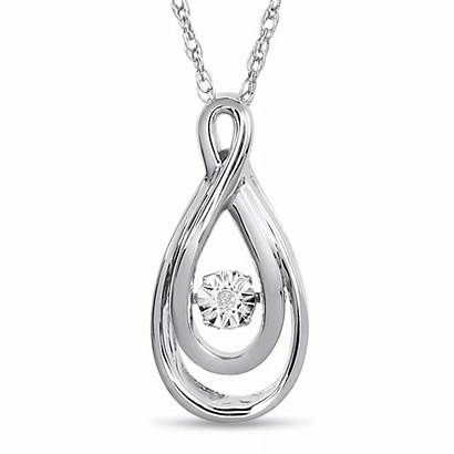 Diamond Necklace Teardrop Shimmering Stars Silver Chain