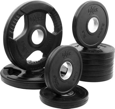 Xmark Fitness Rubber Tri Grip Olympic Weight Set Xm 3377