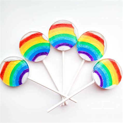 Rainbow With Glitter Round Lollipops Kids Birthday Party Etsy