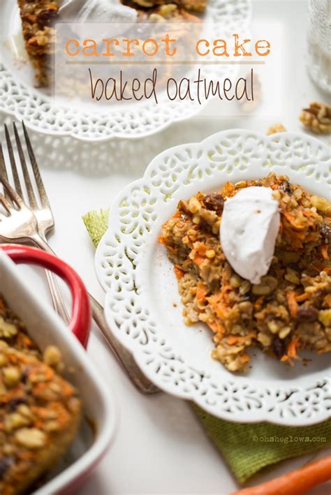Place the oats, carrot, blueberries, sugar, cinnamon, mixed spice, maple syrup and pecan nuts in a bowl and pour in the melted coconut oil and the mashed bananas. Heavenly Carrot Cake Baked Oatmeal - Oh She Glows