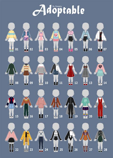 Closed Casual Outfit Adopts 48 By Rosariy On Deviantart Anime Outfits