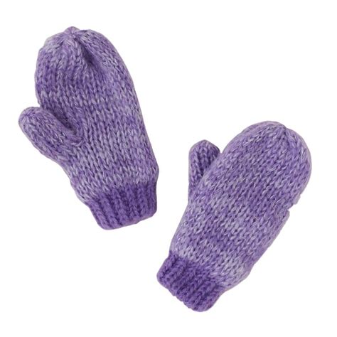 Cp Infant Girls Purple Knit Mittens With Fleece Lining And Metallic