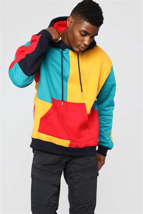 80s Colorblock Hoodie Multi Sporty Outfits Men Best Hoodies For