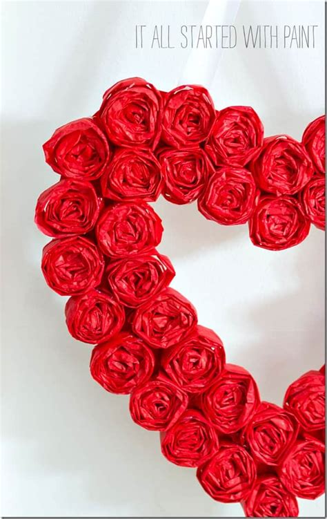 Tissue Paper Rose Heart Wreath More Valentines Day Wreaths On