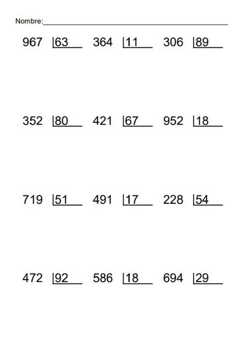 Ejercicio De Divisiones Por 2 Cifras