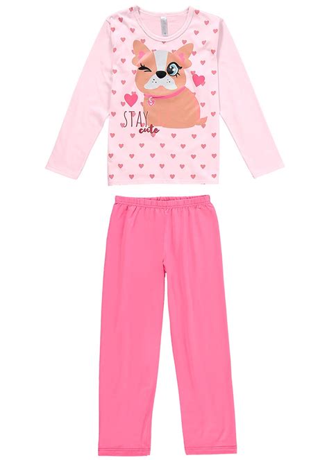 Pijama Infantil Feminino Inverno Rosa Stay Cute Malweepijama Infantil Femininoroupas Infantis