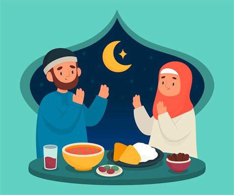 Free Vector Hand Drawn Iftar Illustration With People