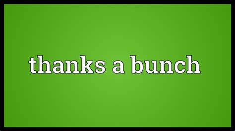Thanks a bunch Meaning - YouTube