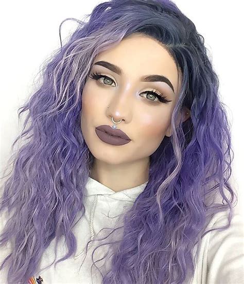 Purple Wavy Wig Purple Gradient Hair Natural Long Wavy Etsy