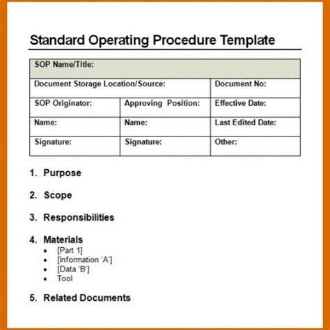 Microsoft Word Standard Operating Procedure Template Doctemplates