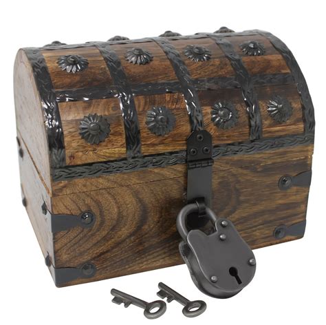 Pirate Treasure Chest with Lock and Skeleton Key - Small - Nautical Cove