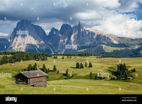 Seiser Alm Alpe Di Siusi Landscape Dolomites Alps Italy Stock Photo