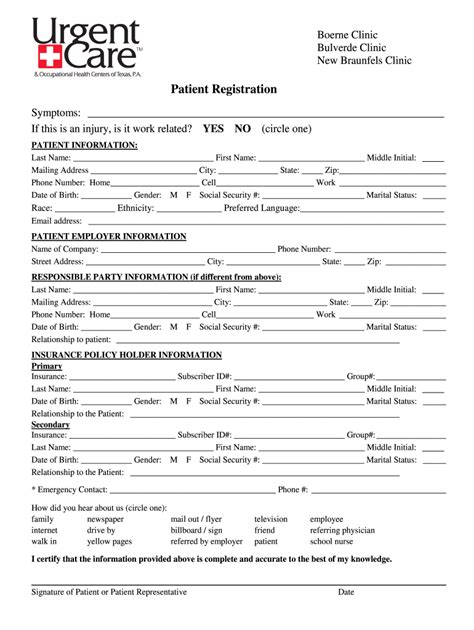 Tx Urgent Care And Occupational Health Centers Patient Registration
