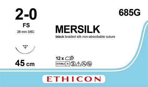 Medical Supermarket Ethicon Mersilk Suture Black 45cm 685g Medical