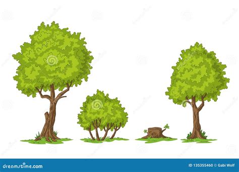 Collection Of Cartoon Trees Stock Vector Illustration Of Comic