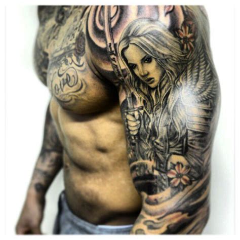 17 Best Ideas About Angel Sleeve Tattoo On Pinterest Sleeve Tattoos Tattoos And Under Arm Tattoos