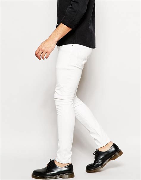 Lyst Asos Super Skinny Jeans In Leather Look White In White For Men