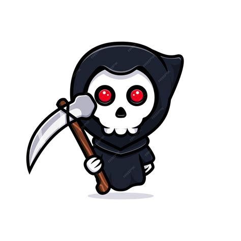 Premium Vector Grim Reaper Holding Scythe Cute