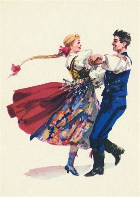 folk costume from cieszyn poland strój wałaski vintage postcard drawing by maria orłowska