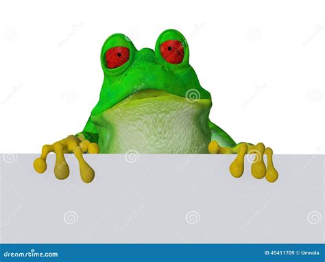 a cute cartoon frog holding a blank sign stock illustration illustration of ecology template