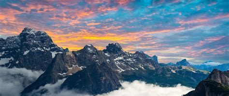 Download Wallpaper 2560x1080 Italian National Park Mountains Clouds